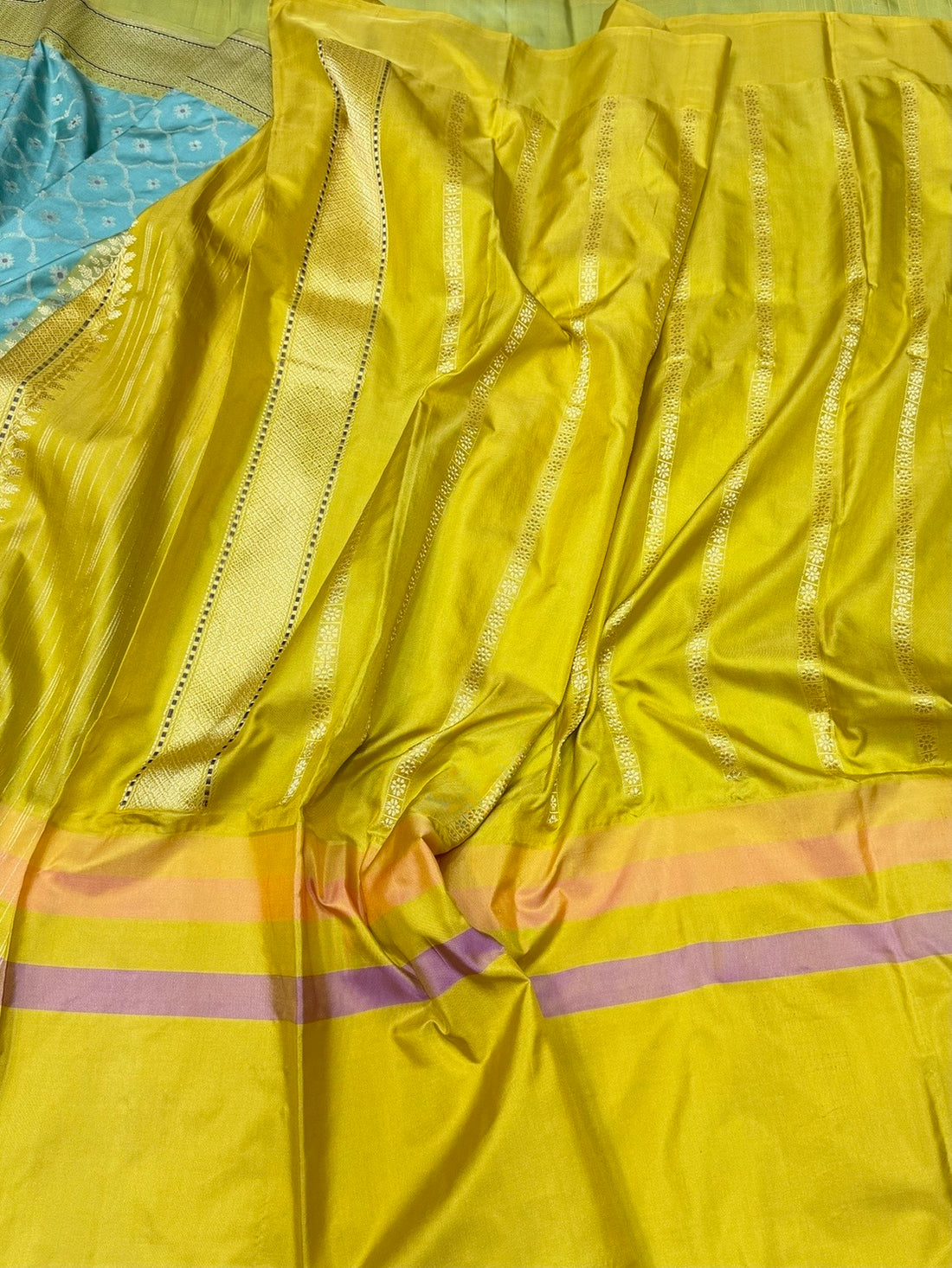 Sea Blue Handwoven Pure Banarasi Ektara Silk Saree