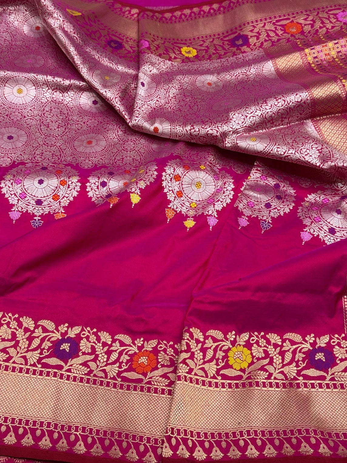 Rani Pink Handwoven Pure Banarasi Silk Sareen