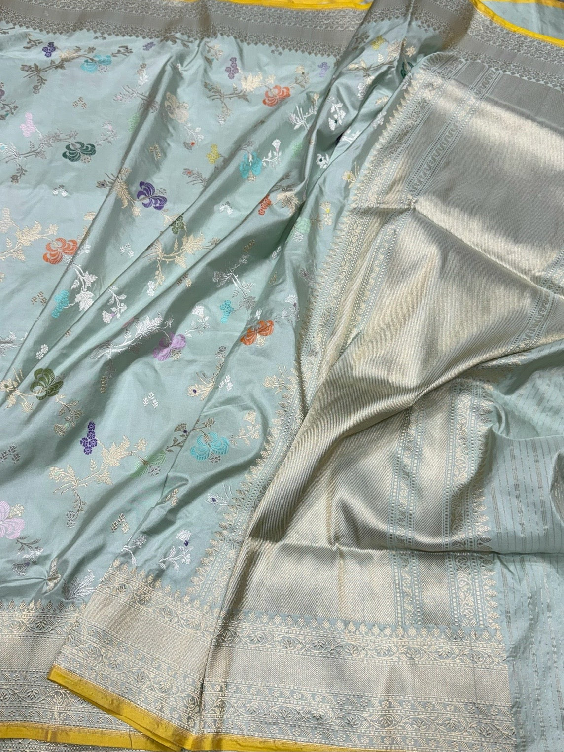 Powder Blue Handwoven Banarasi Silk Saree