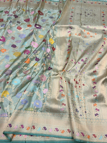 Pista Green Handwoven Pure Banarasi Silk Saree