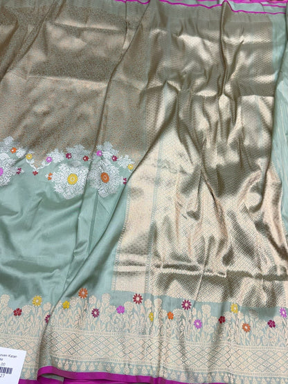 Pista Handwoven Pure Banarasi Silk Saree