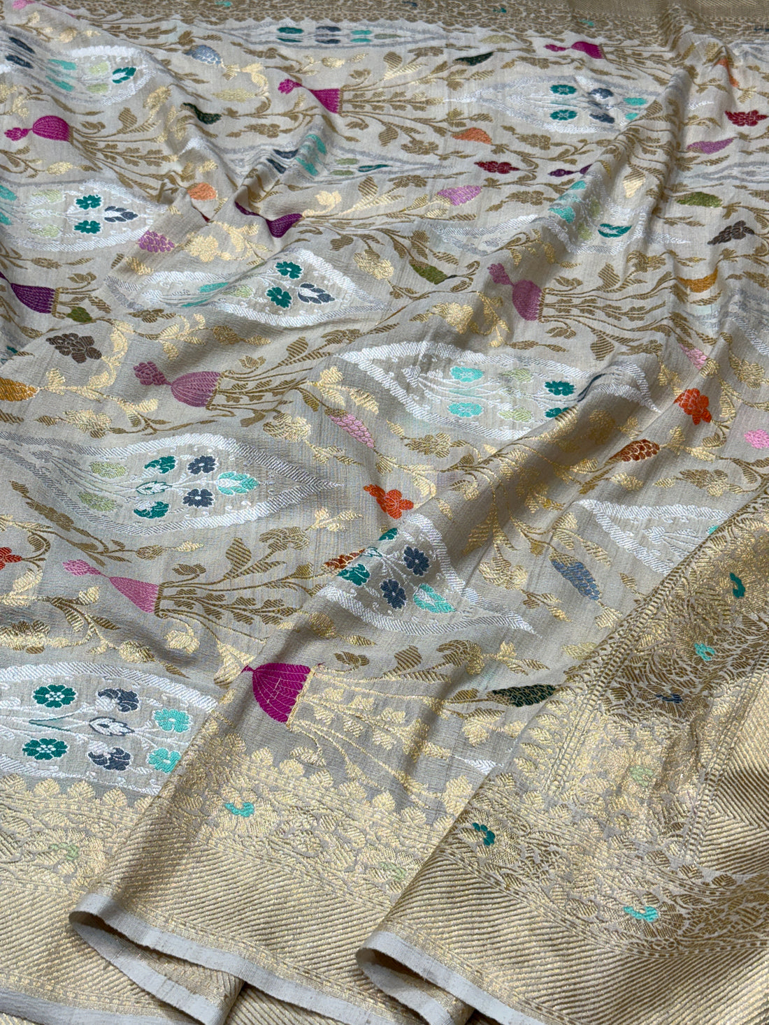 Dusty Lavender Handwoven Pure Tussar Georgette Saree