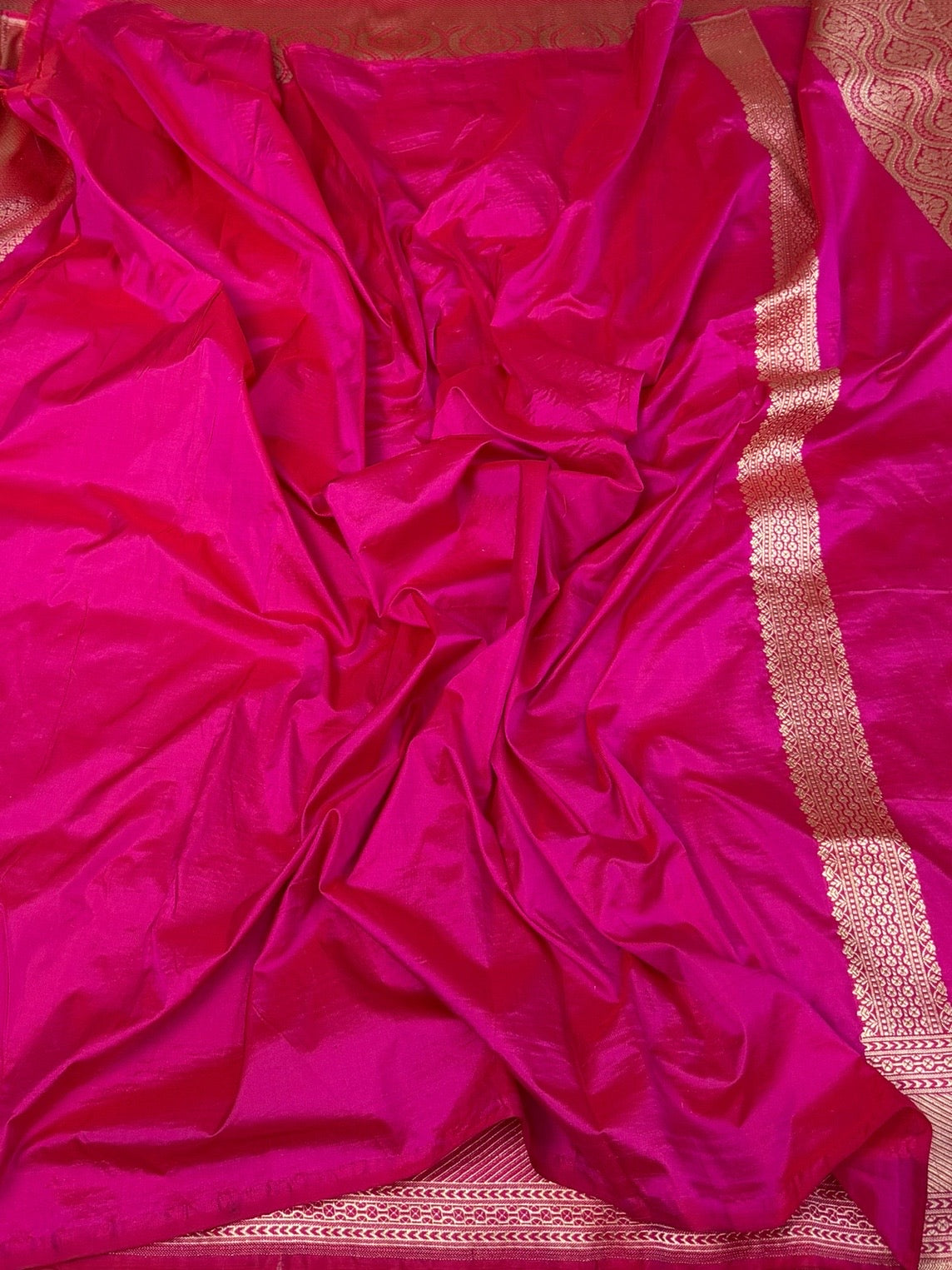 Rani Pink Banarasi Pure Silk Brocade Saree