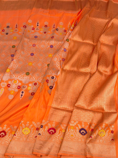 Peach Handwoven Banarasi Pure Katan Silk Saree