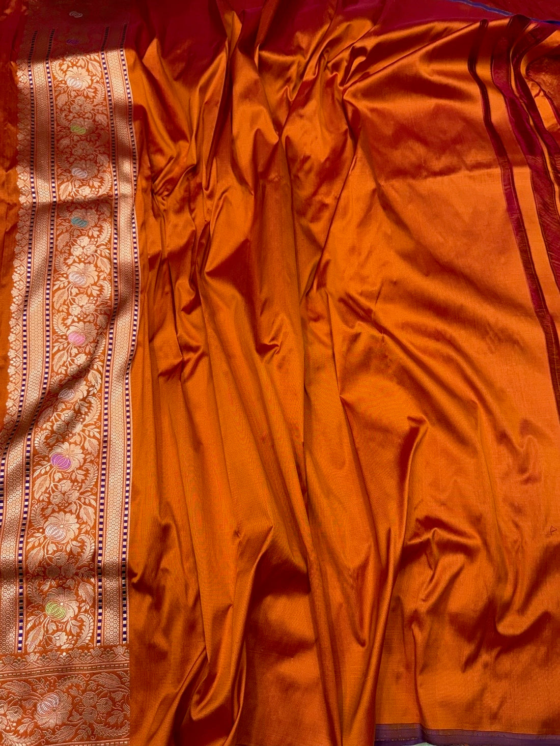 Orange Handwoven Pure Banarasi Silk Saree