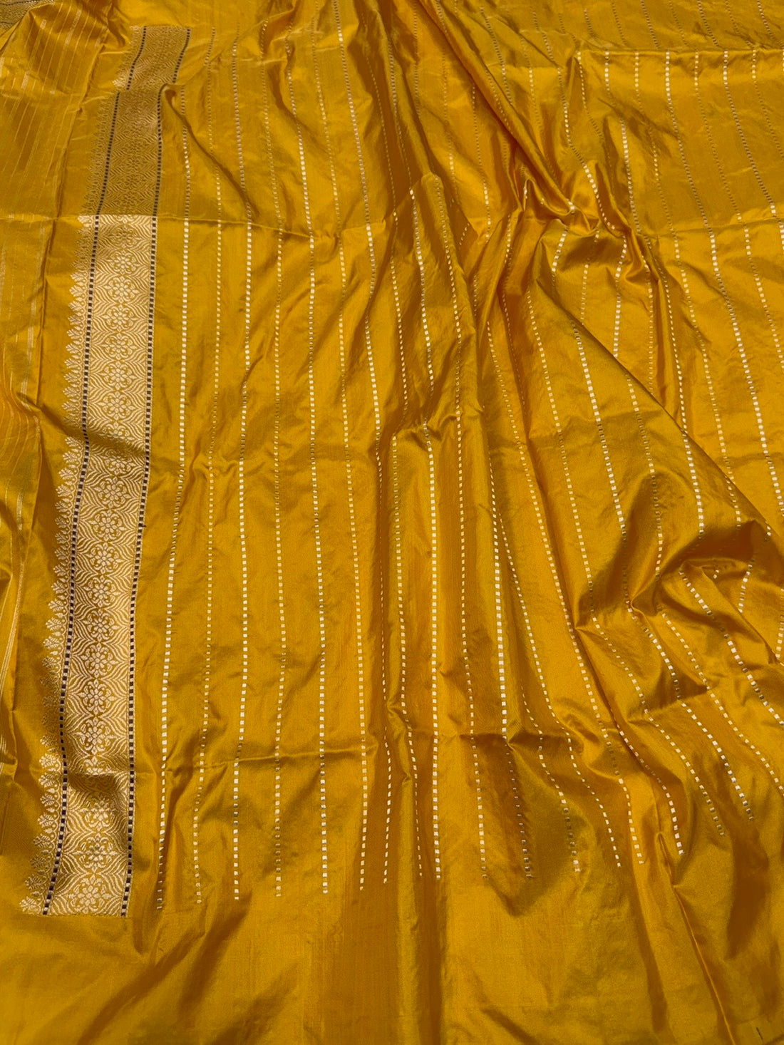 Yellow Handwoven Pure Banarasi Silk Saree | Kadwa Katan Mulberry Silk