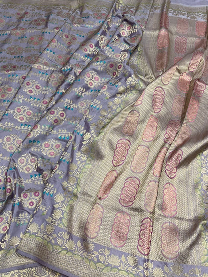 Lavender Handwoven Pure Banarasi Silk Saree