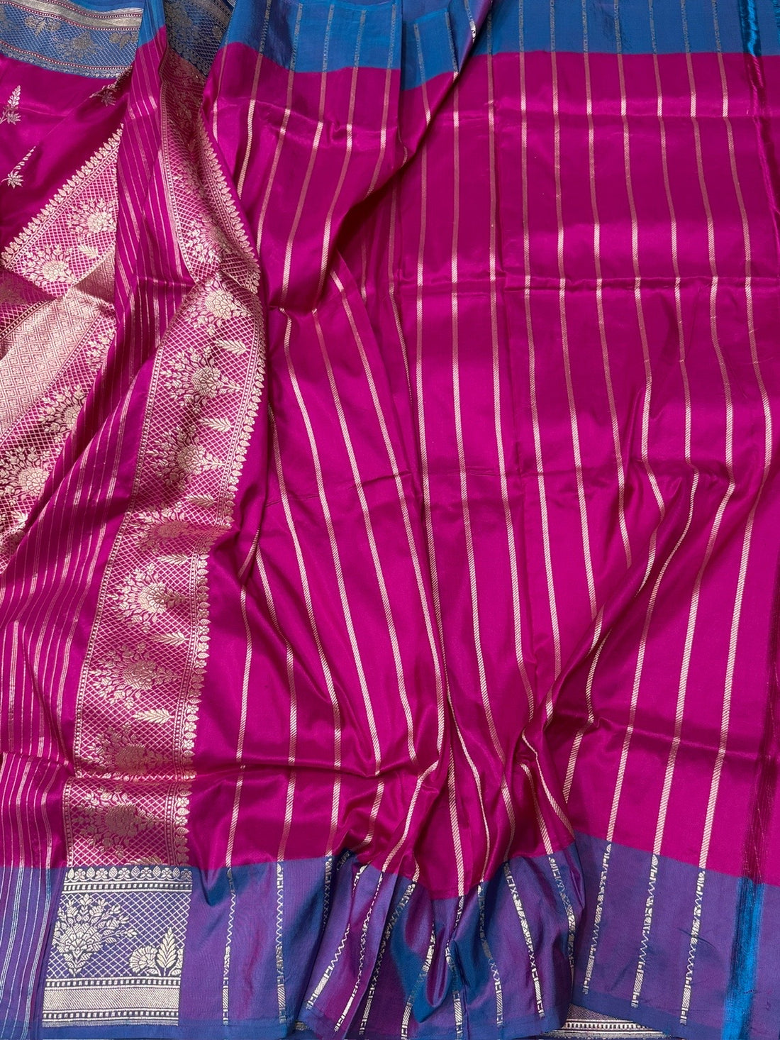 Rani Pink Handwoven Pure Banarasi Silk Saree