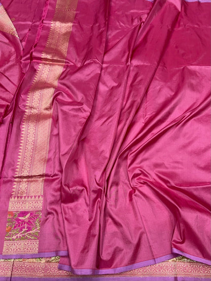 Gajiri Pink Handwoven Pure Banarasi Silk Saree
