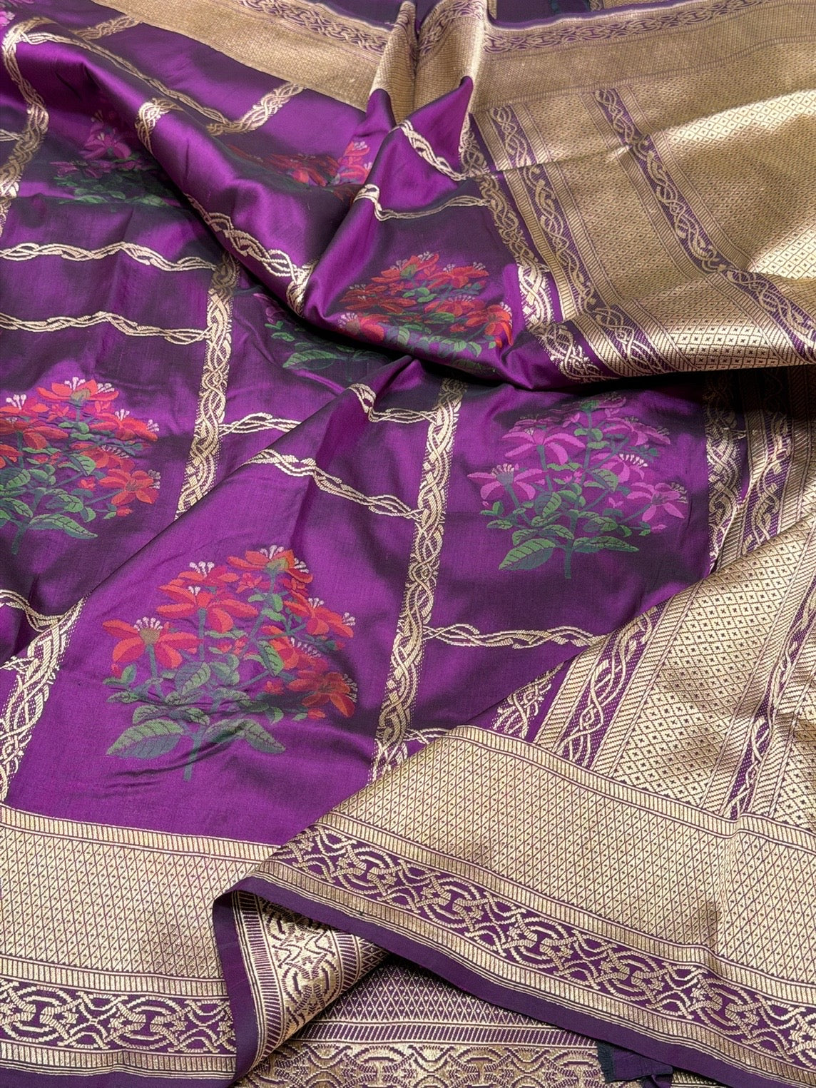 Purple Handwoven Pure Banarasi Silk Saree