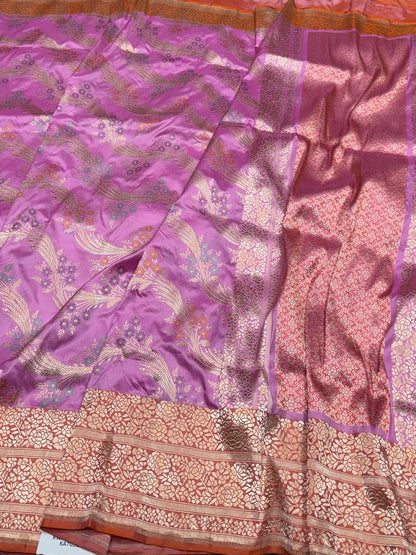 Pastel Pink Handwoven Pure Banarasi Silk Saree