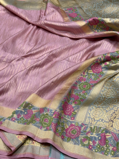 Gajiri Pink Handwoven Pure Banarasi Ektara Silk Saree