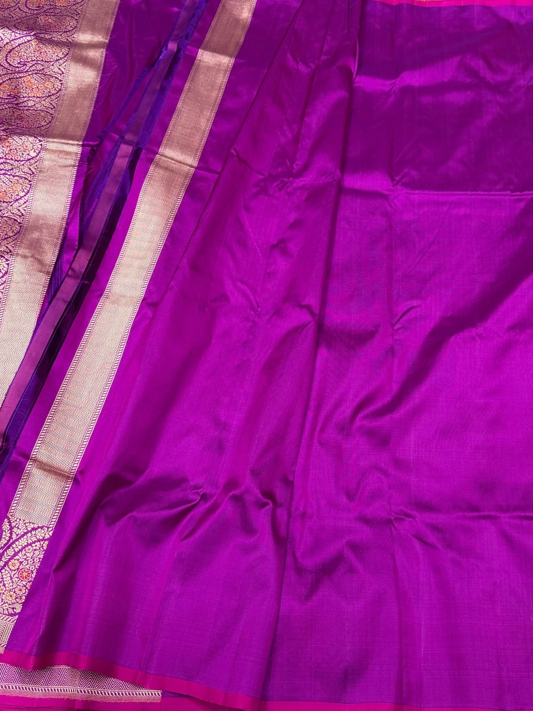 Magenta Pink Handwoven Pure Banarasi Silk Saree in Kadwa Weave | Authentic Katan Mulberry Silk