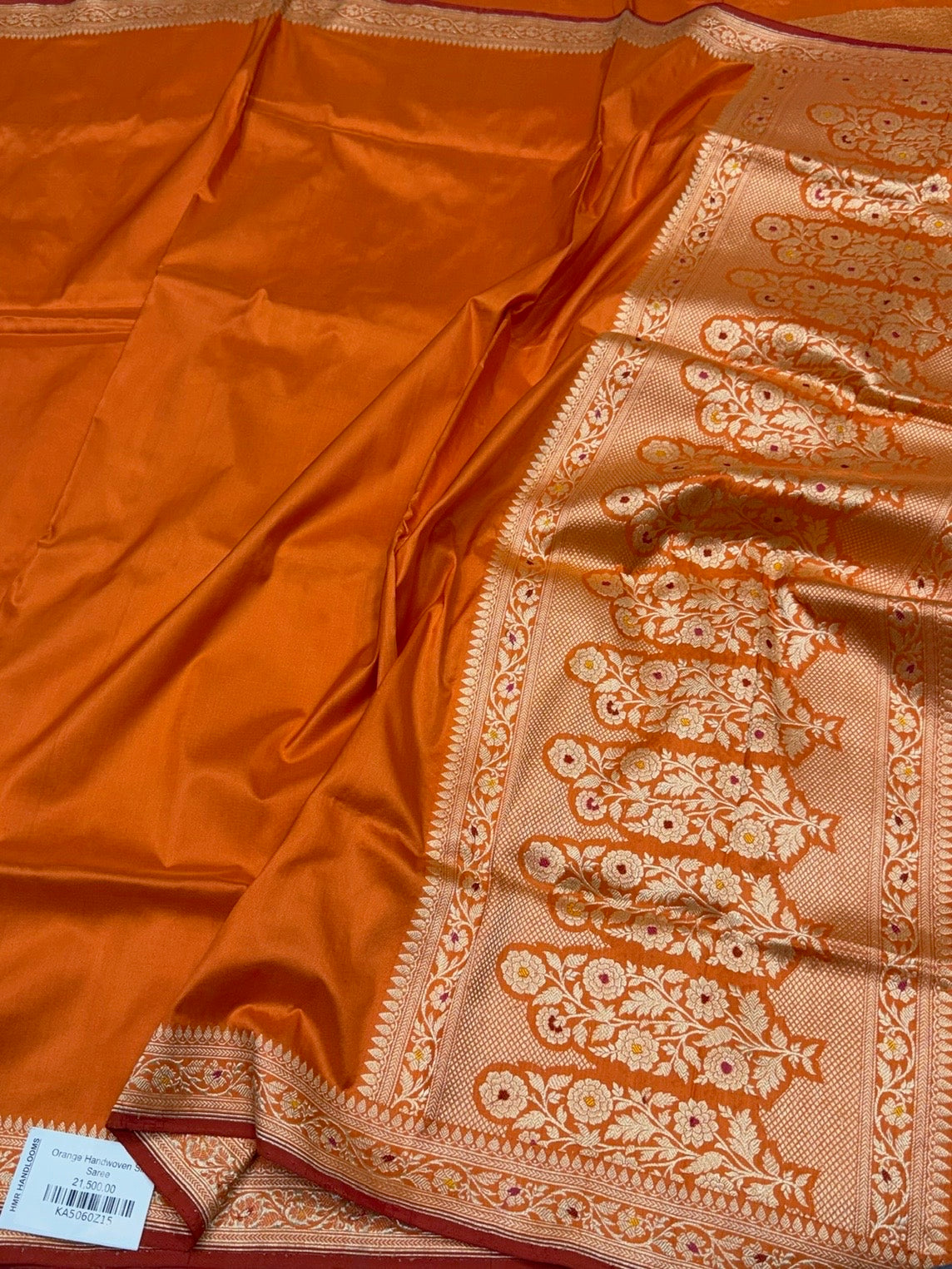 Orange Handwoven Pure Banarasi Katan Silk Saree