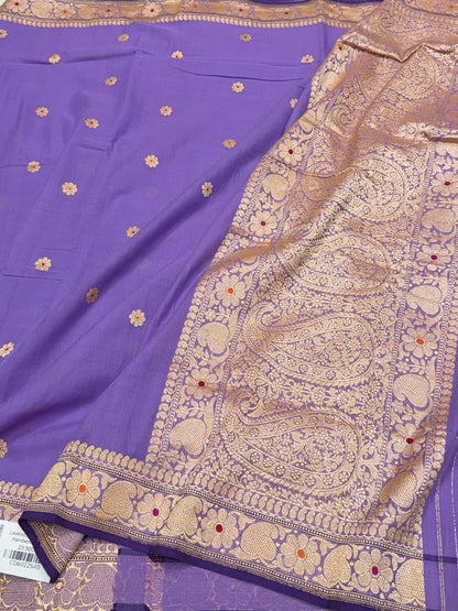 Lavender Handwoven Banarasi Pure Cotton Saree