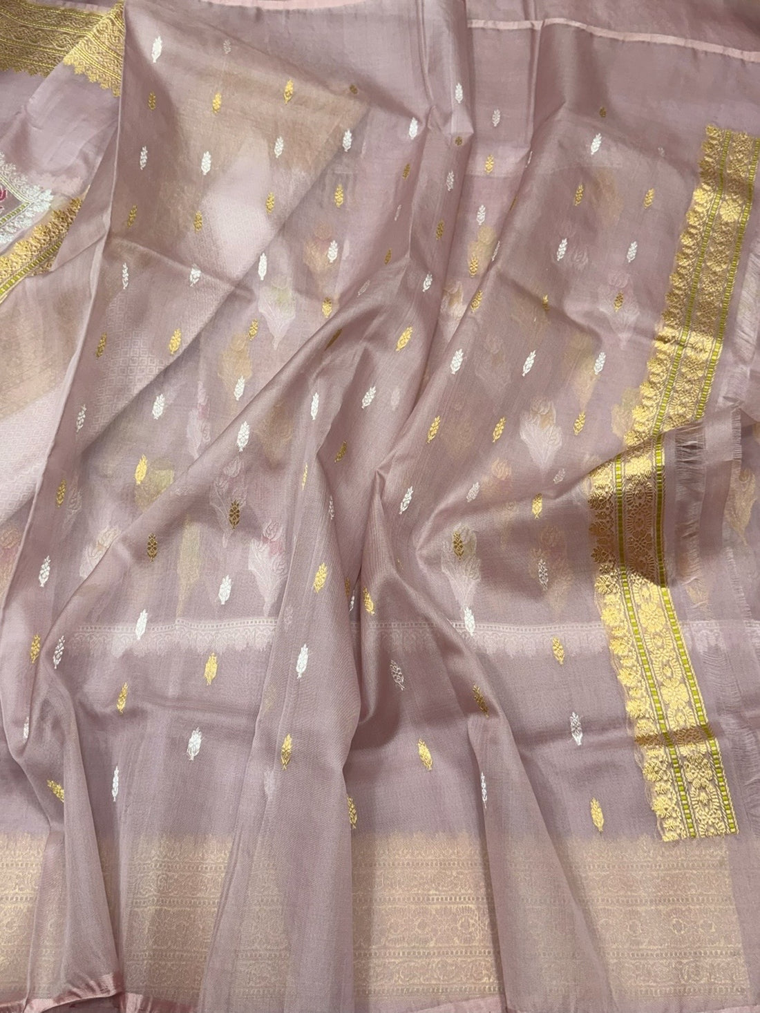 Mauve Handwoven Pure Organza Silk Saree