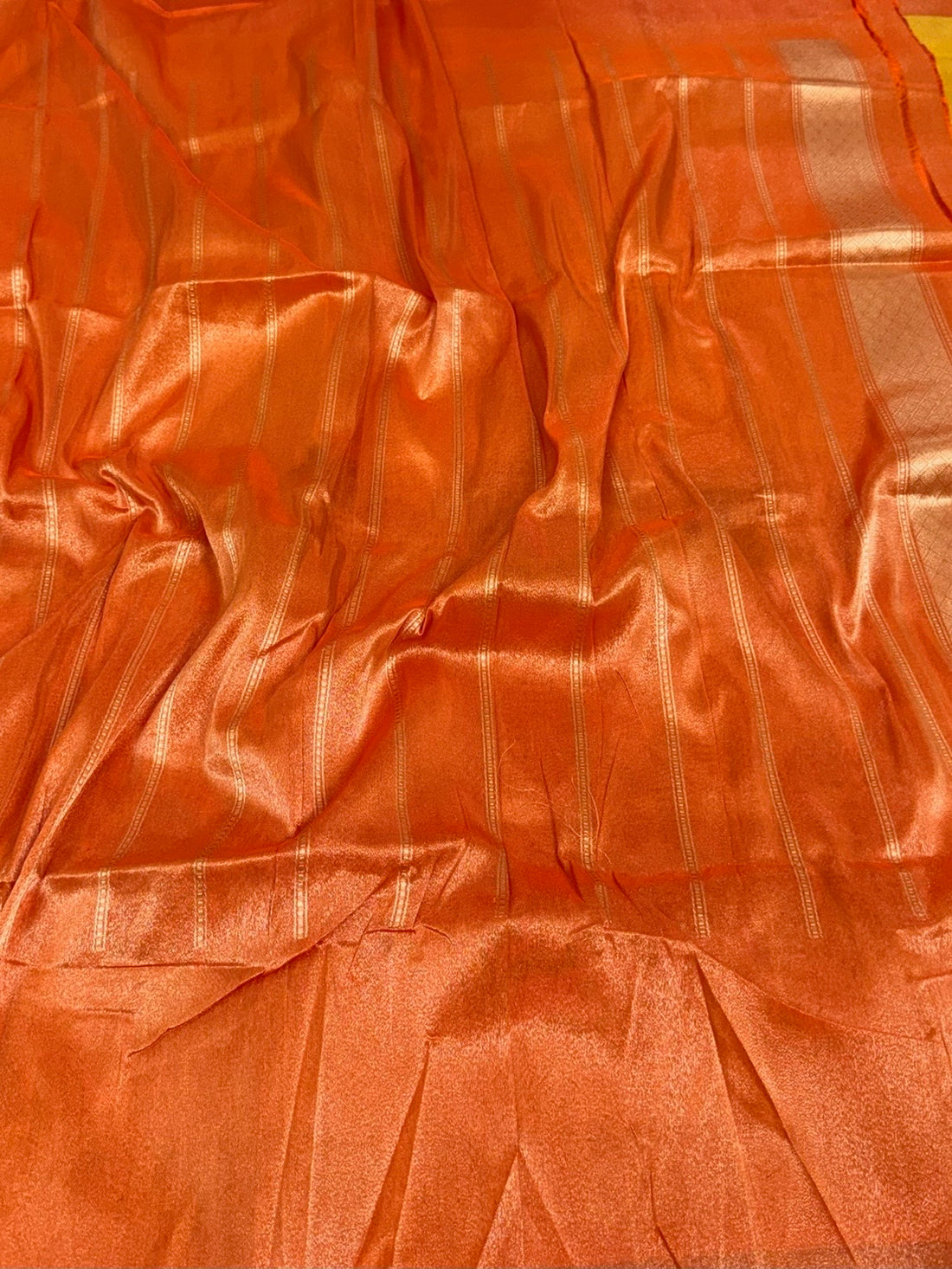 Yellow / Orange Handwoven Banarasi Pure Katan Tissue Saree