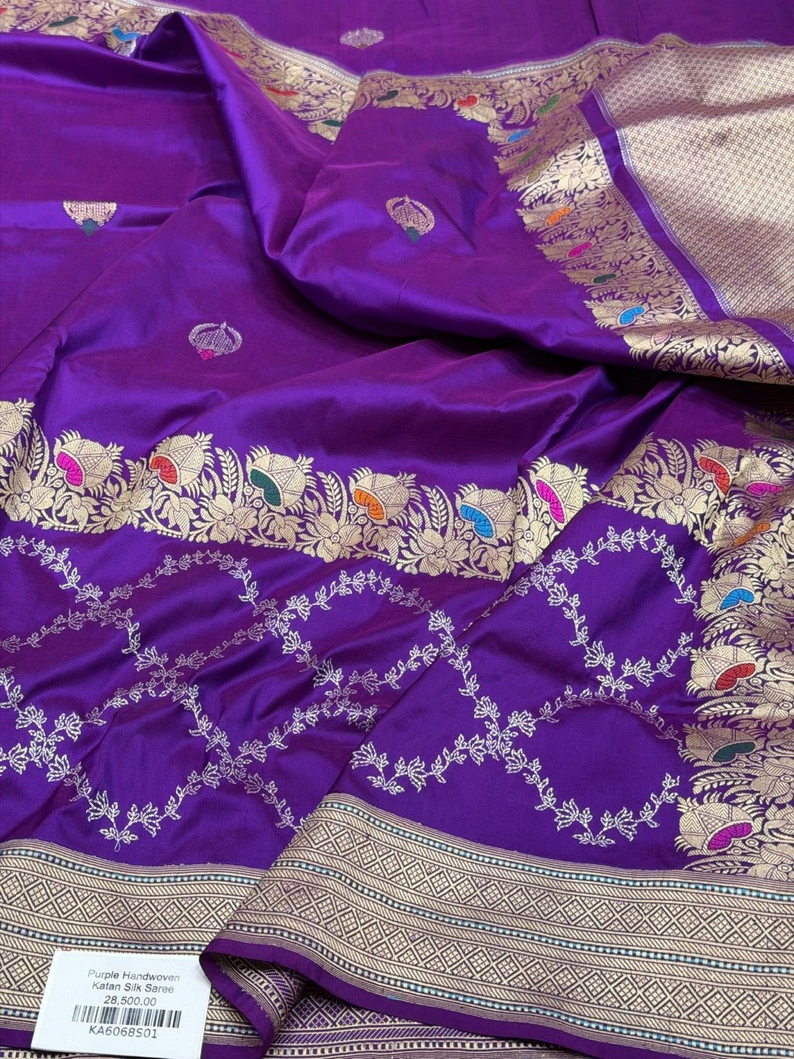Purple Handwoven Pure Banarasi Silk Saree