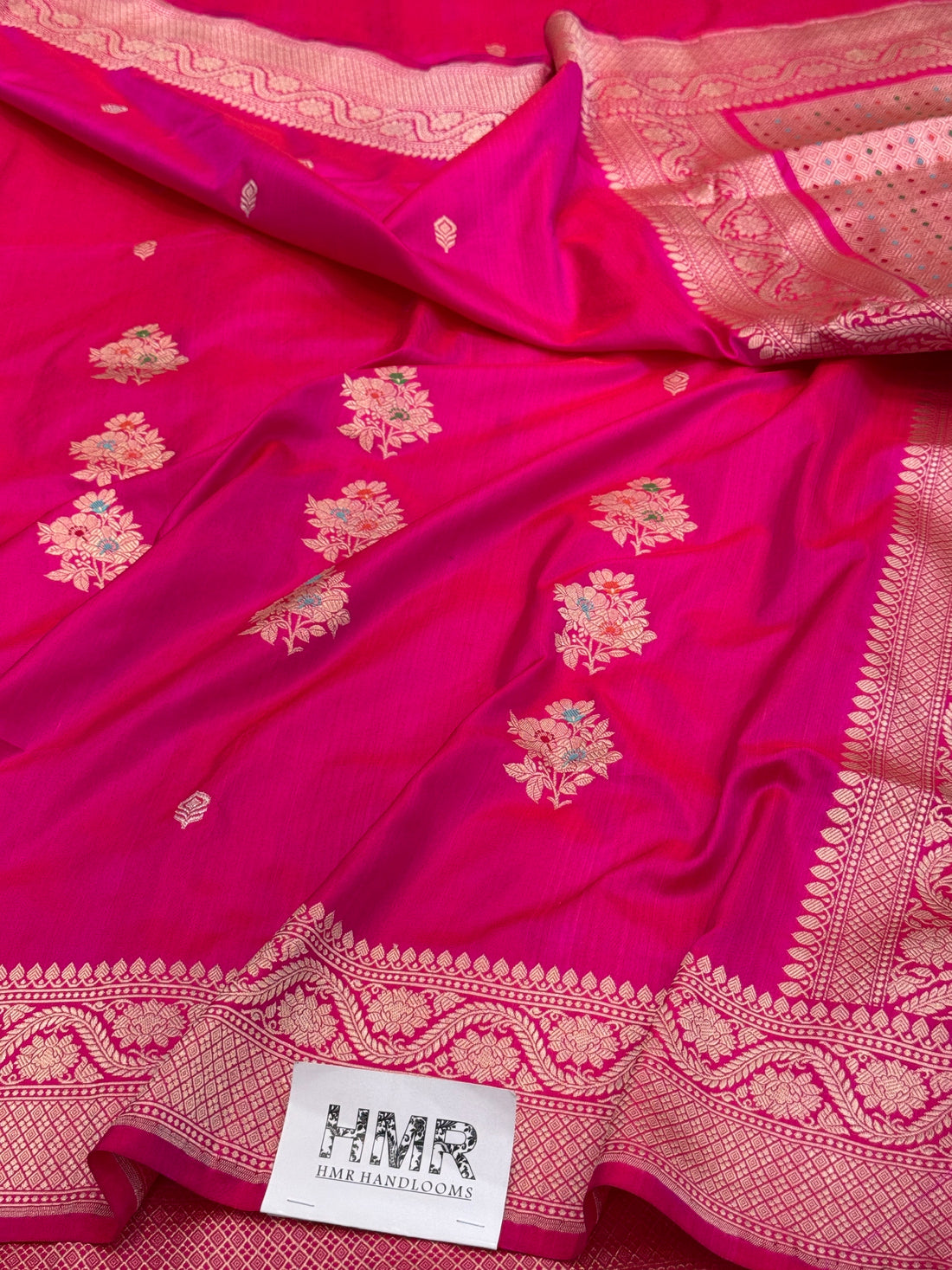 Rani Pink Handwoven Pure Katan Silk Banarasi Saree