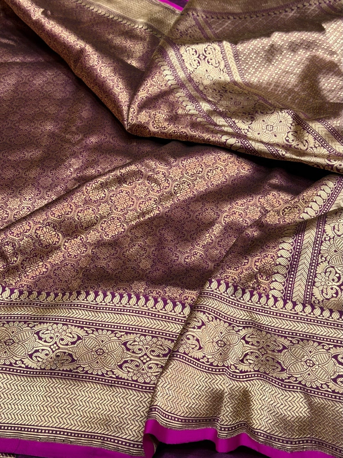 Magenta Pure Banarasi Silk Brocade Saree in Katan Mulberry Silk – Classic Banaras Weave