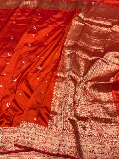 Handwoven Vintage Chand Tara Pure Banarasi Silk Saree