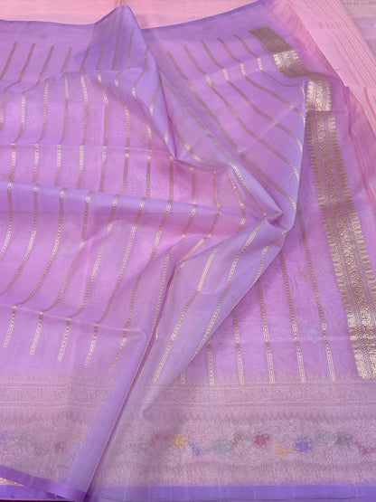 Baby Pink Handwoven Pure Banarasi Organza Silk Saree
