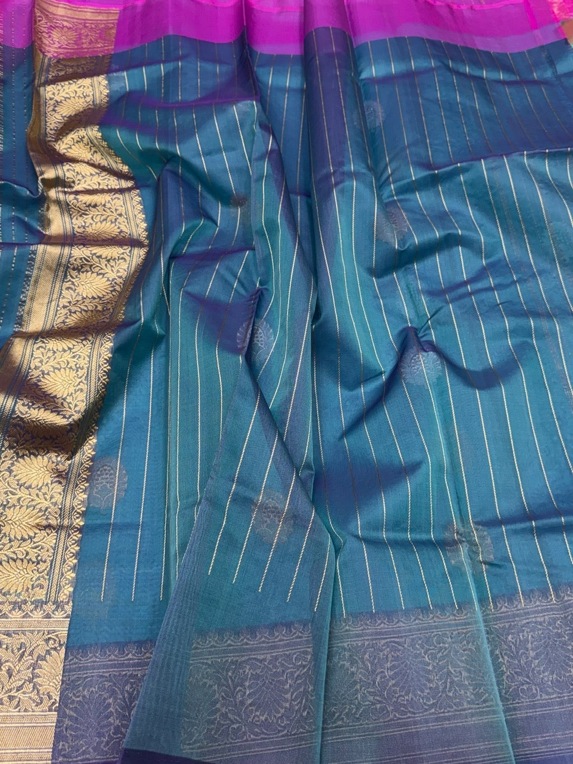 Sea Blue Handwoven Pure Organza Silk Saree