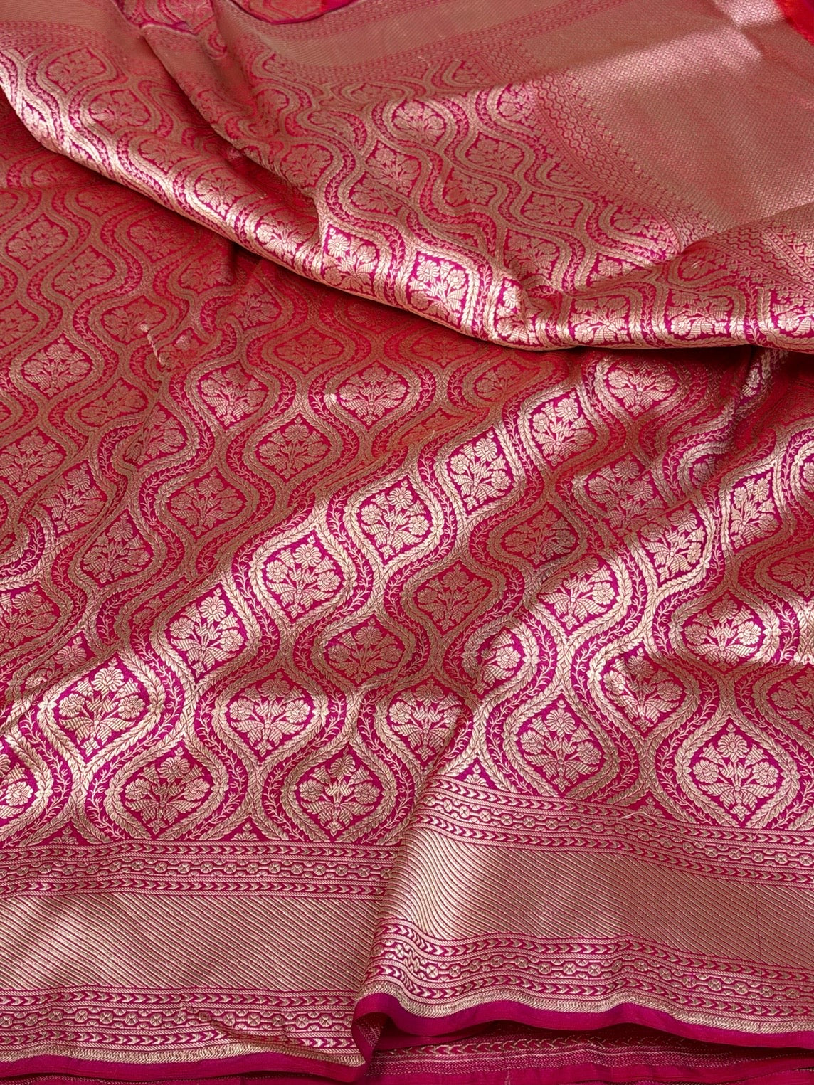 Rani Pink Banarasi Pure Silk Brocade Saree