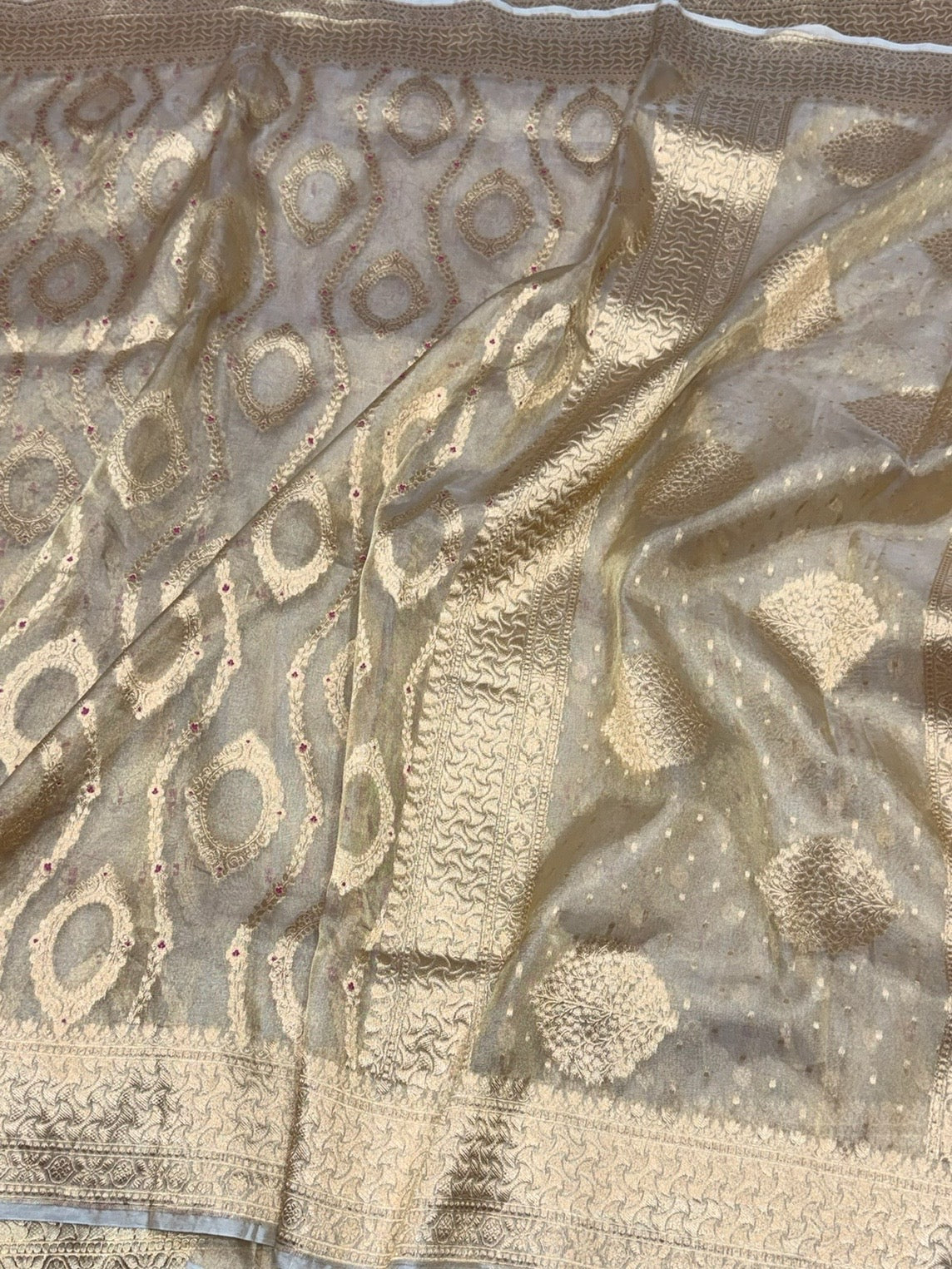 Champagne Gold Pure Banarasi Tissue Silk Saree