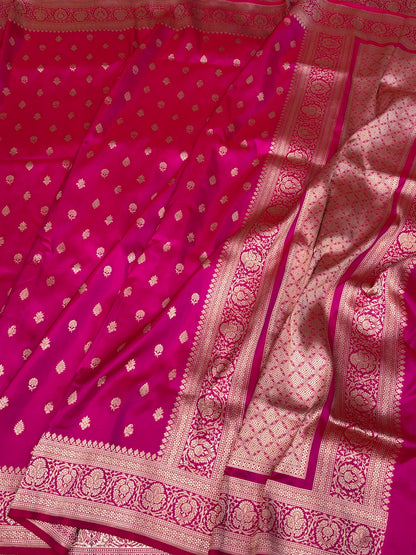 Rani Pink Banarasi Pure Katan Silk Saree