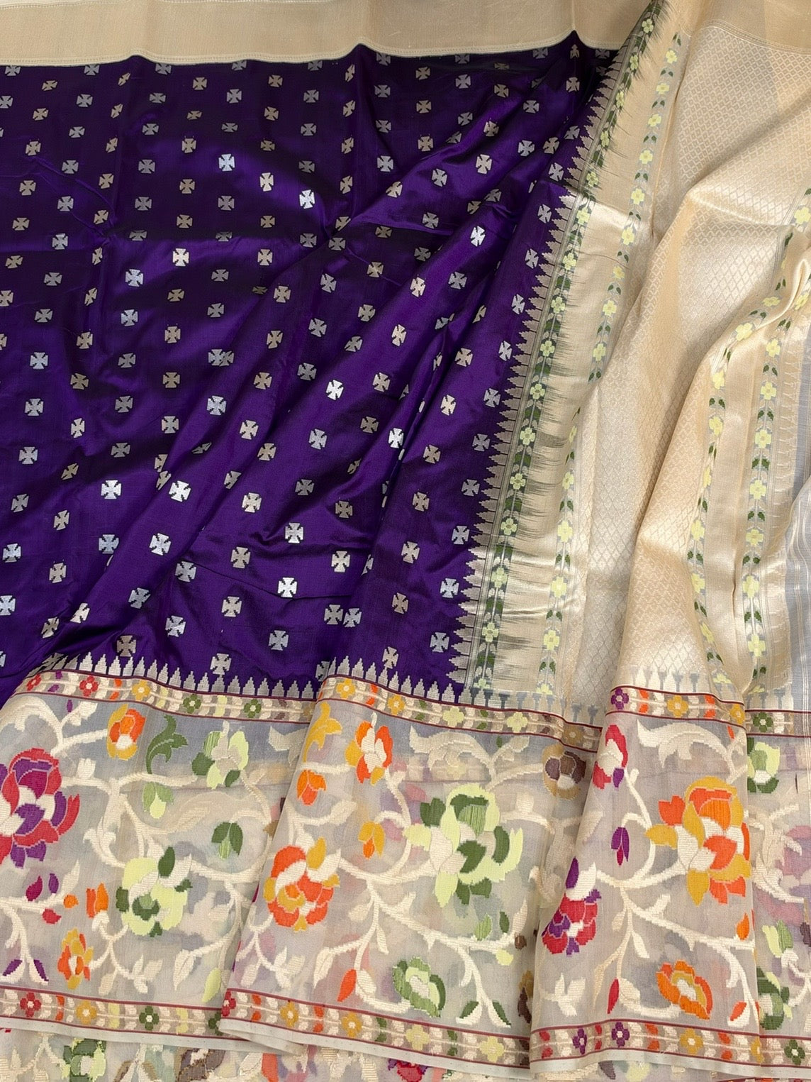 Purple Handwoven Pure Banarasi Katan Silk Saree