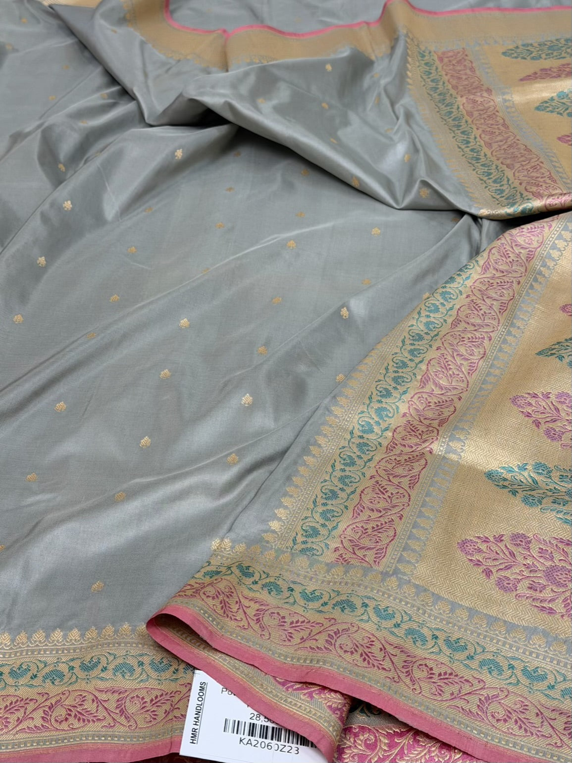 Ash Grey Handwoven Pure Banarasi Katan Silk Saree
