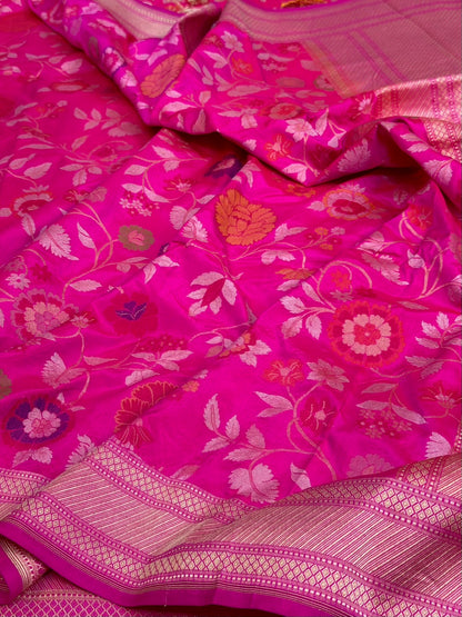 Rani Pink Banarasi Pure Ektara Silk Saree