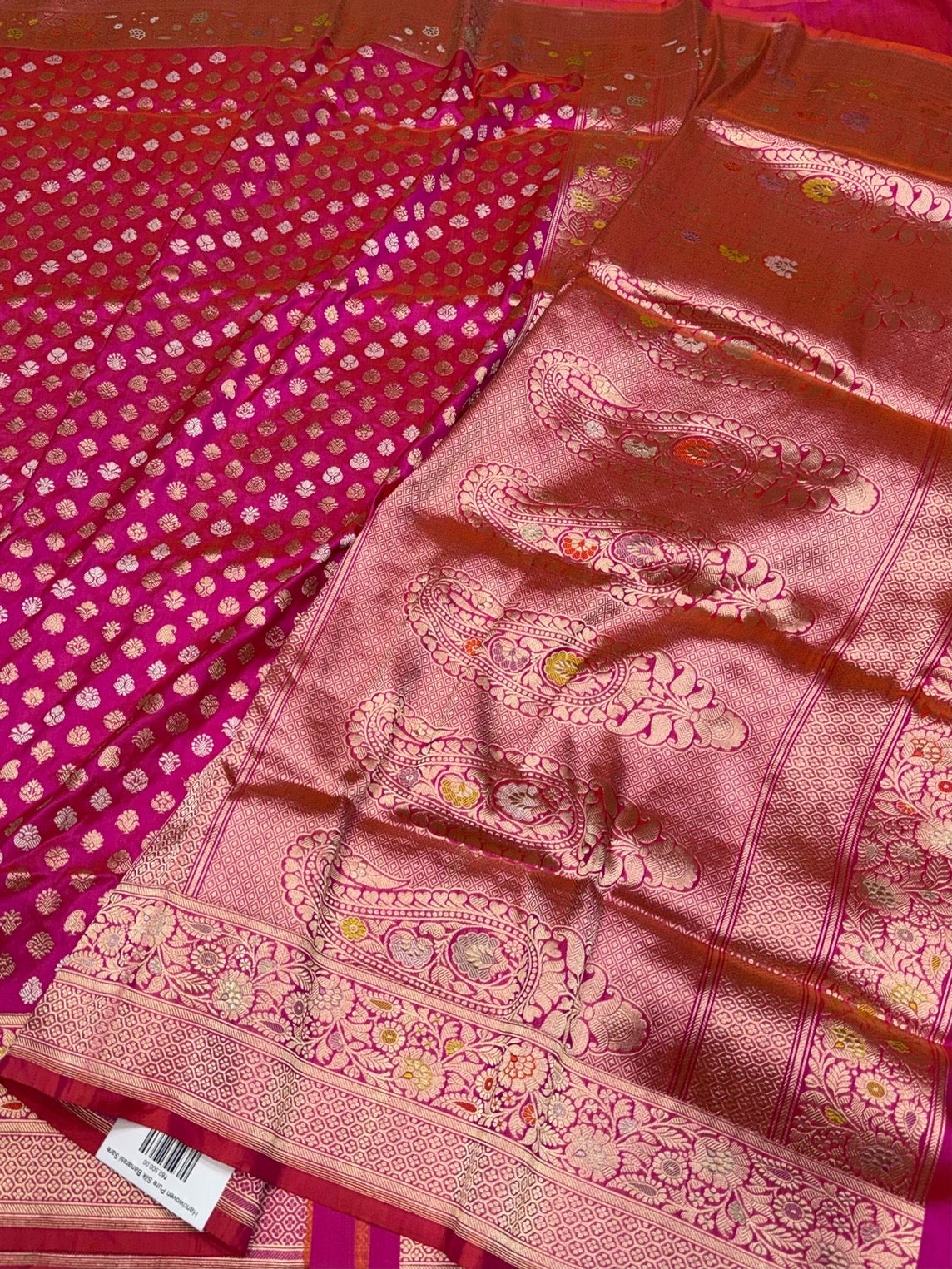 Rani Pink Handwoven Pure Banarasi Silk Saree