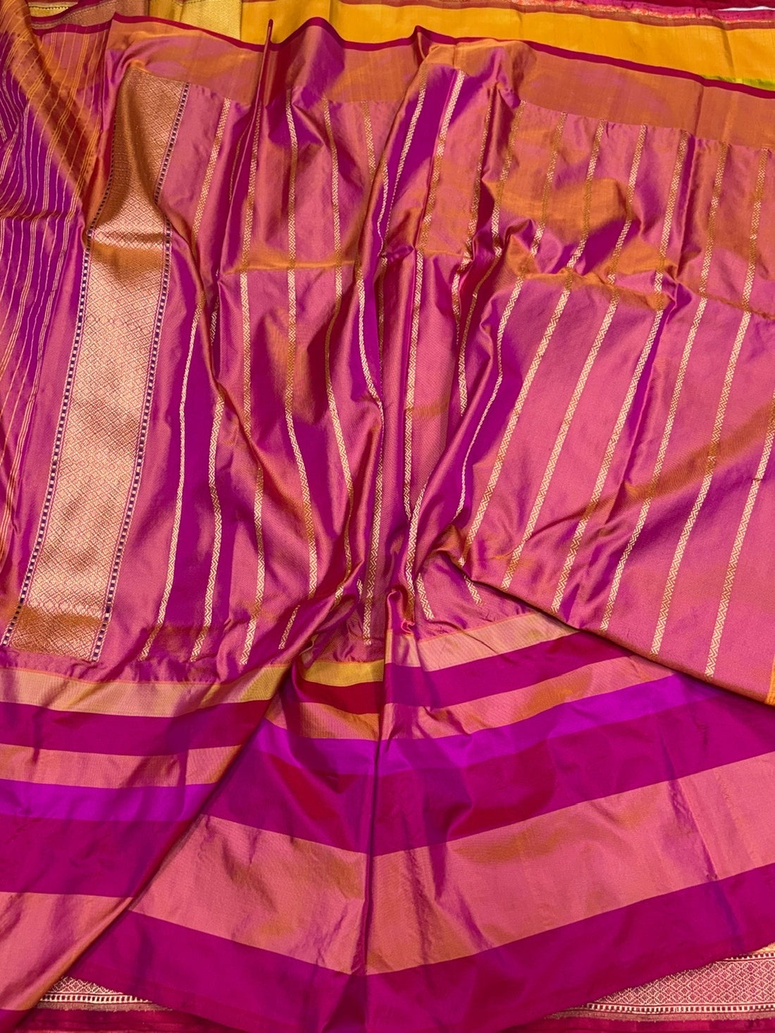 Mehndi Yellow Handwoven Pure Banarasi Ektara Silk Saree