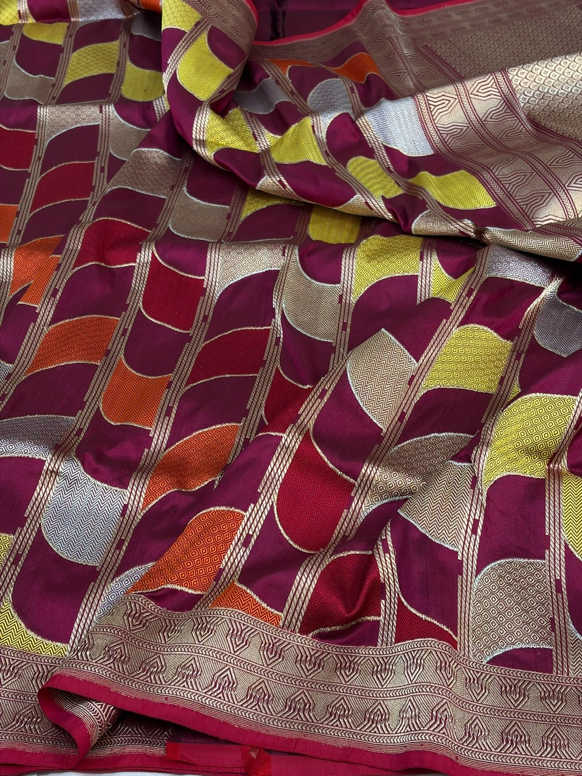 Wine Handwoven Pure Banarasi Silk Saree
