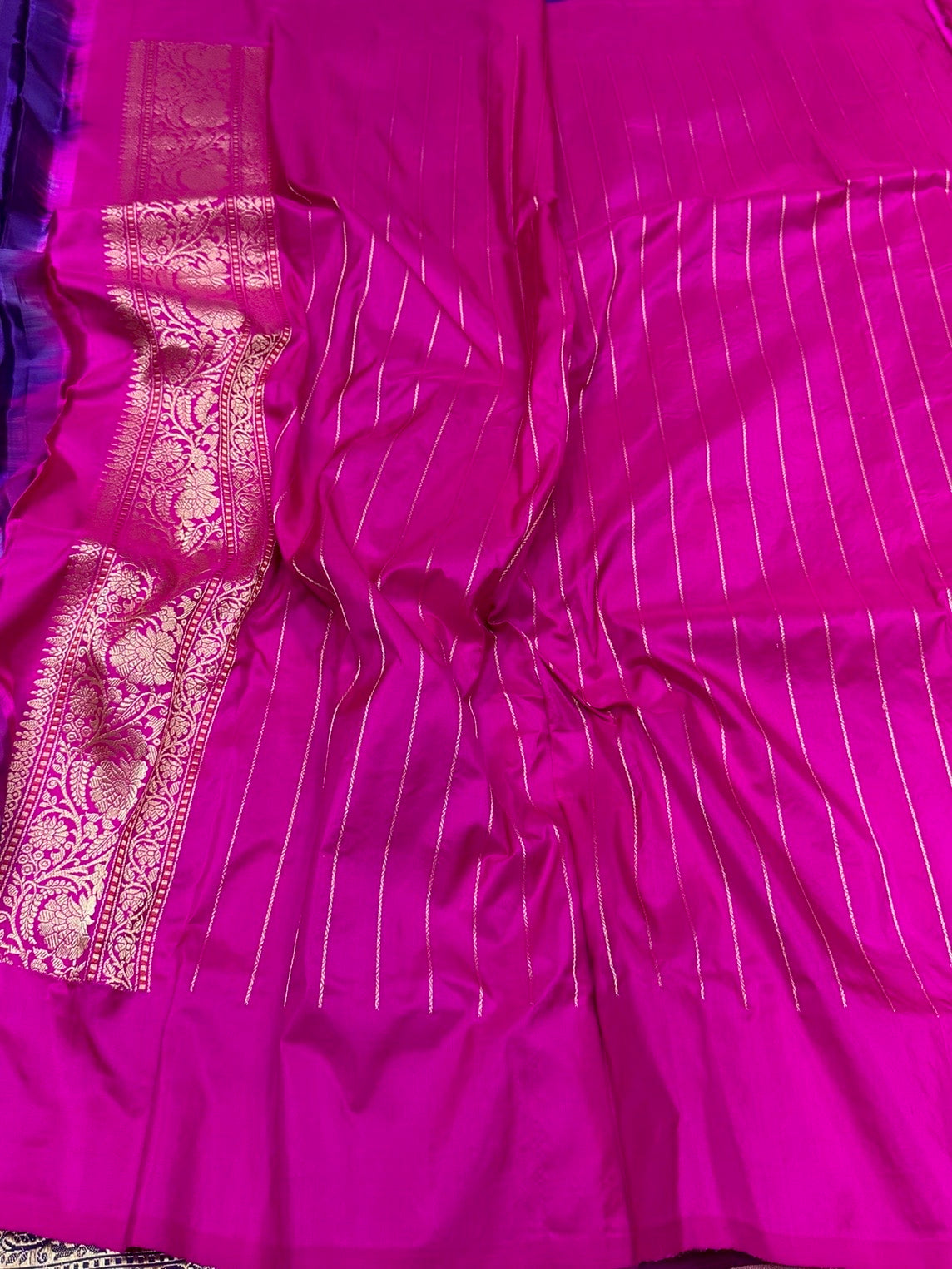 Purple Handwoven Pure Banarasi Silk Saree in Kadwa Weave