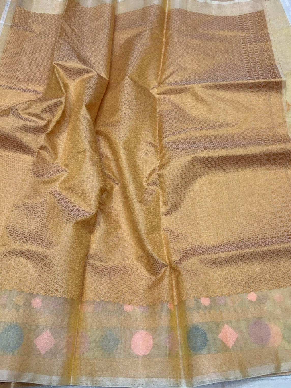 Yellow Handwoven Pure Organza Silk Saree