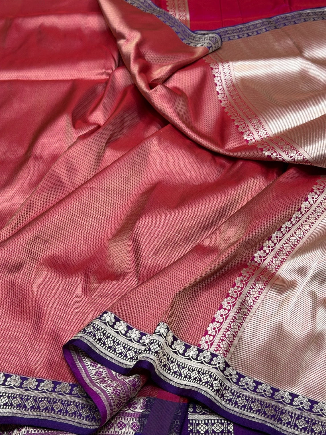 Rani Pink Handwoven Pure Banarasi Brocade Saree