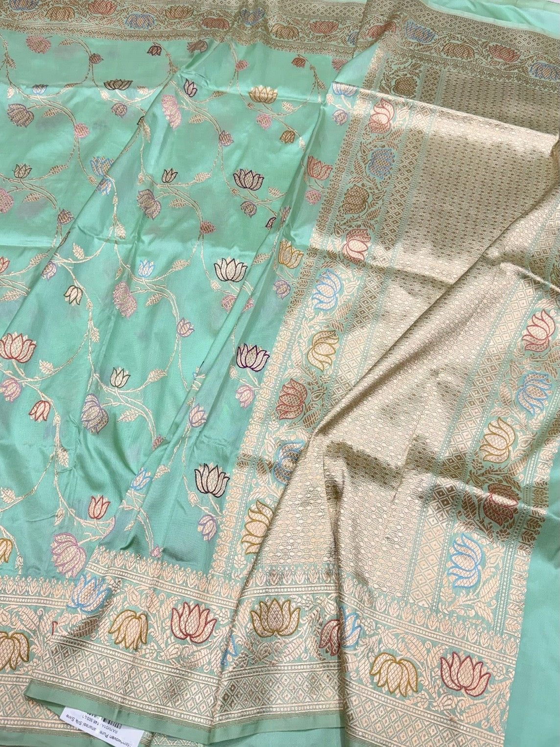 Sea Green Handwoven Pure Banarasi Silk Saree
