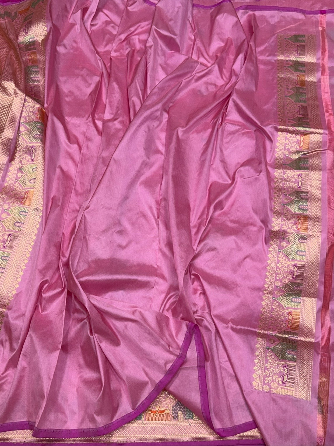 Pastel Pink Handwoven Banarasi Pure Silk Saree