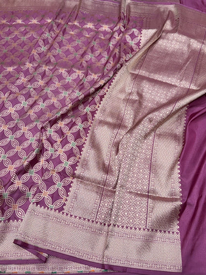 Gajiri Pink Banarasi Minakari Pure Katan Silk Saree | Pure Silk | Minakari Work | Cutwork Technique | Banarasi Katan Silk Saree