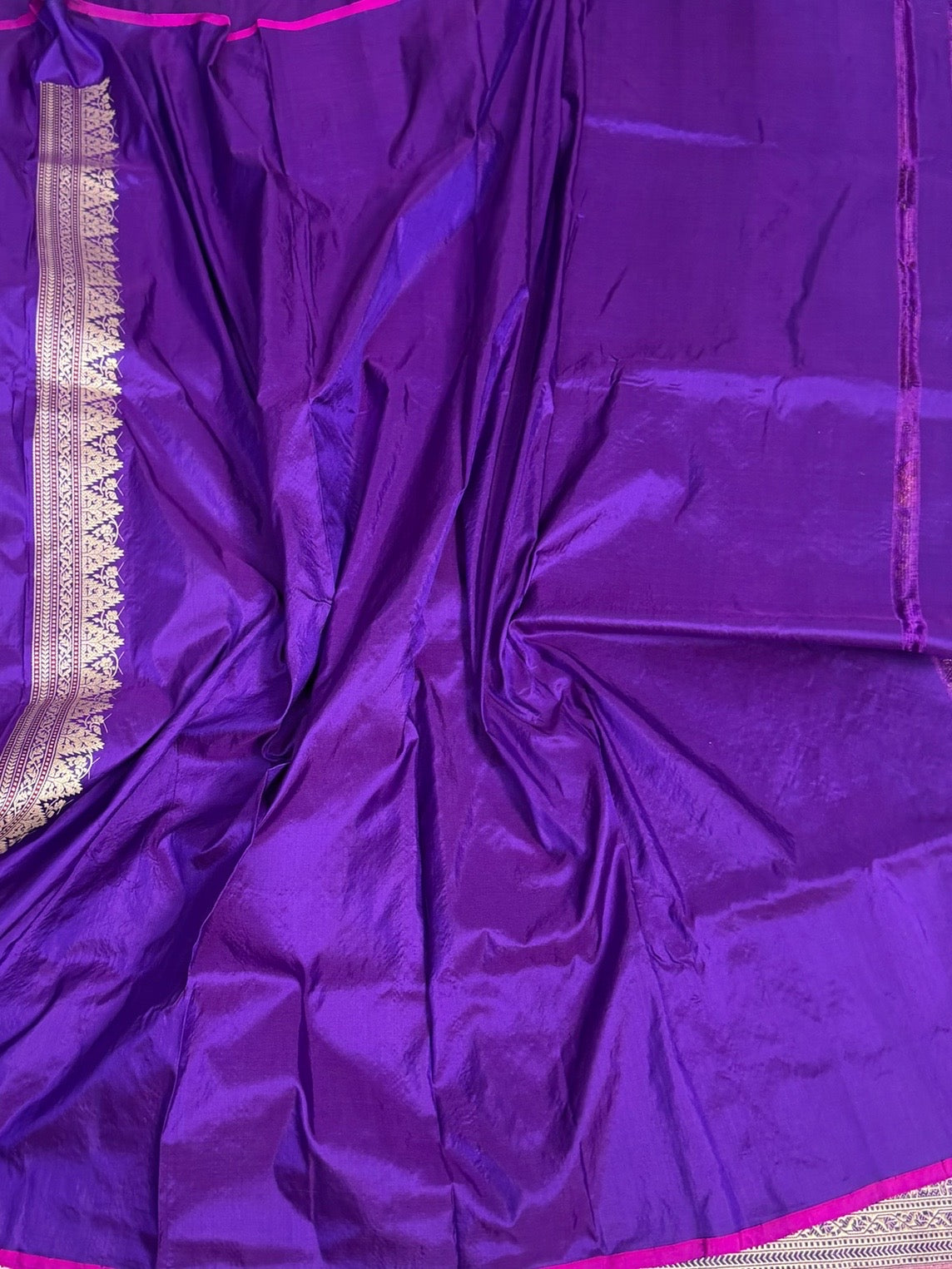 Purple Handwoven Pure Katan Silk Banarasi Kimkhab Brocade Saree