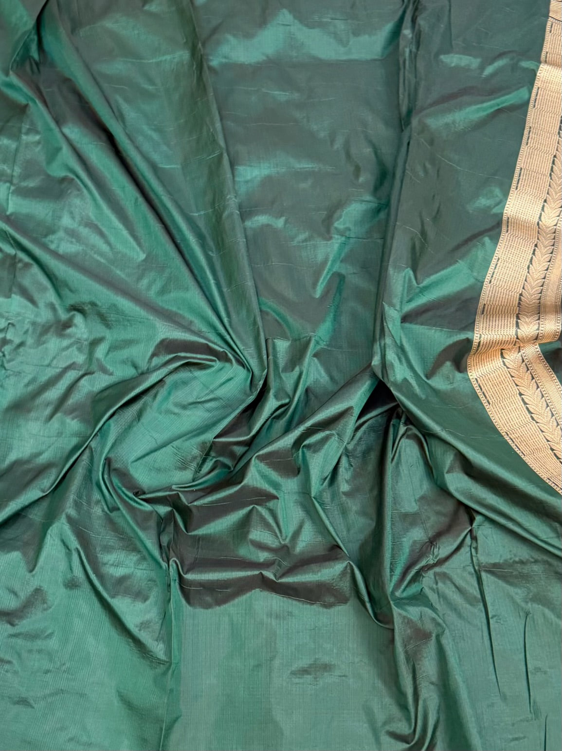 Bottle Green Minakari Banarasi Pure Katan Silk Saree