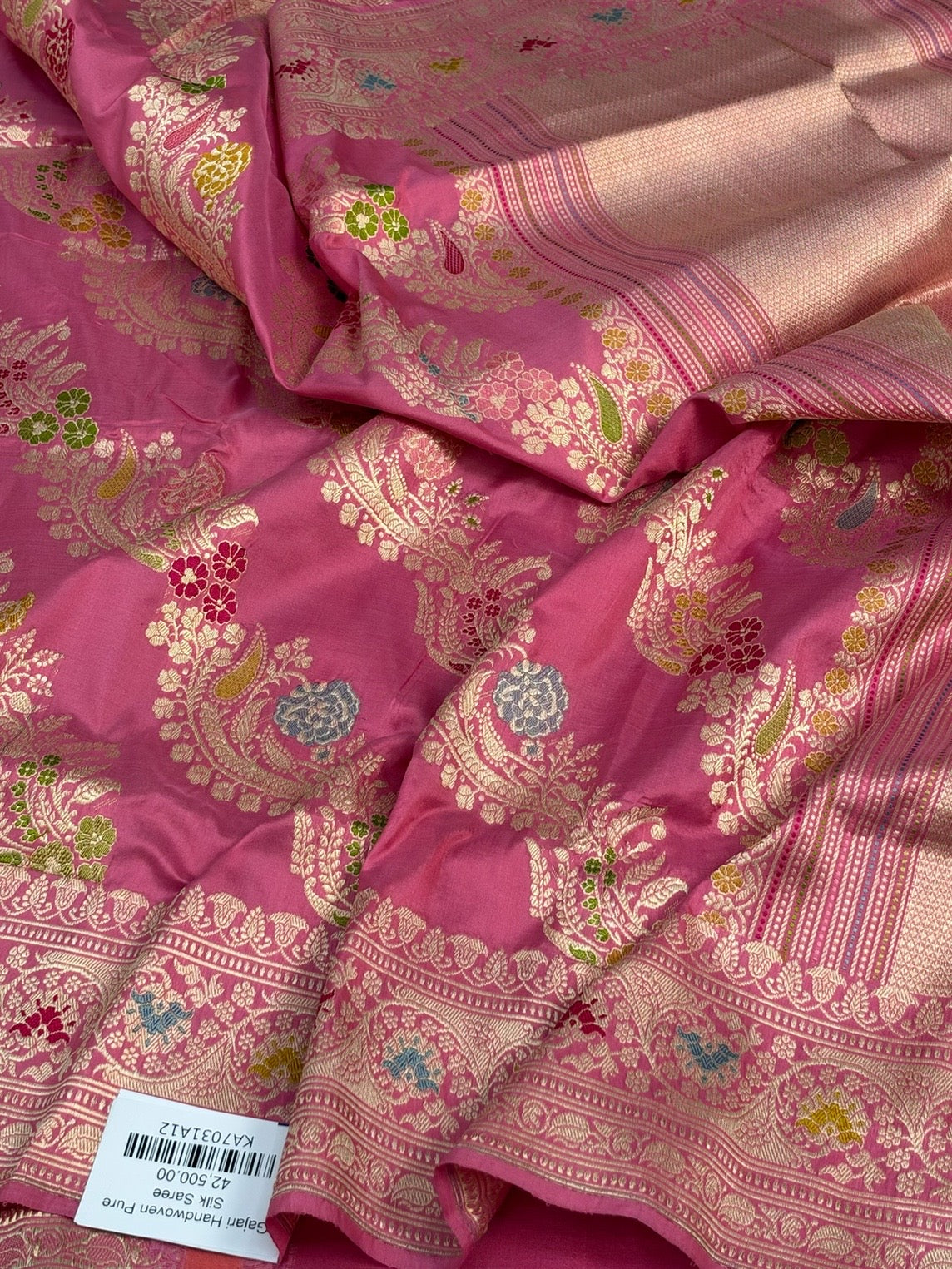 Gajiri Pink Handwoven Pure Banarasi Silk Saree