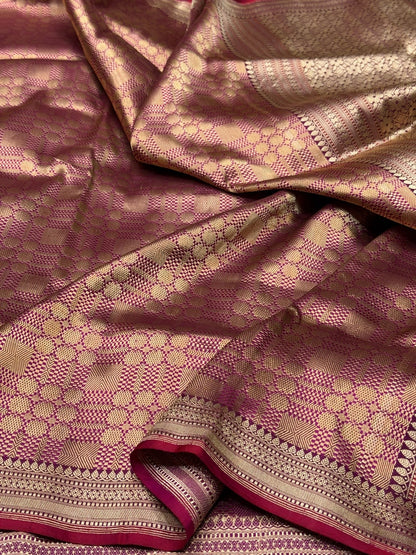 Magenta Handwoven Banarasi Satin Tanchoi Brocade Saree