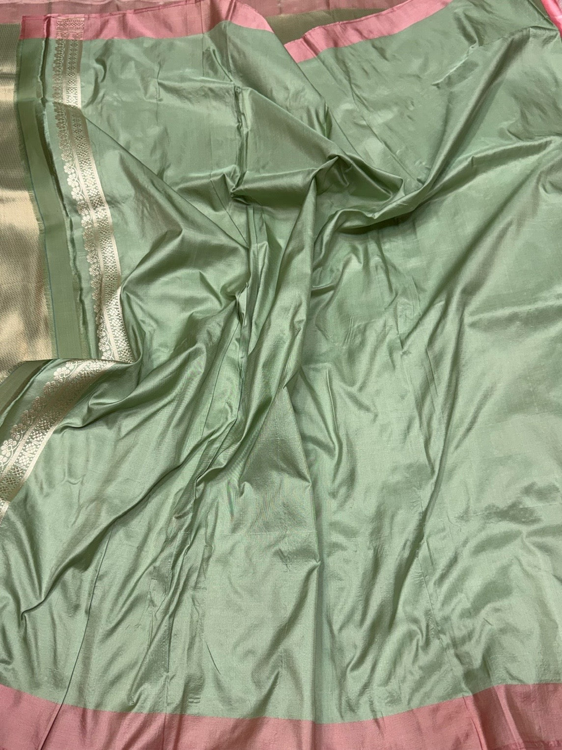 Pista Handwoven Pure Silk Brocade Saree