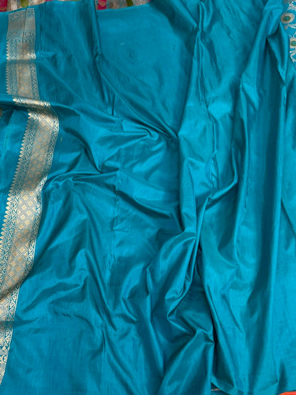 Sky Blue Minakari Banarasi Pure Katan Silk Saree