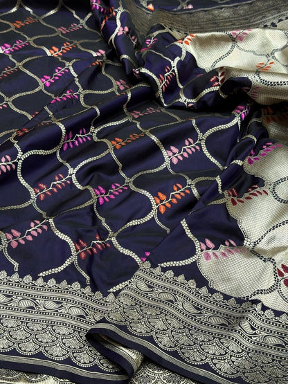 Purple Handwoven Pure Banarasi Silk Saree