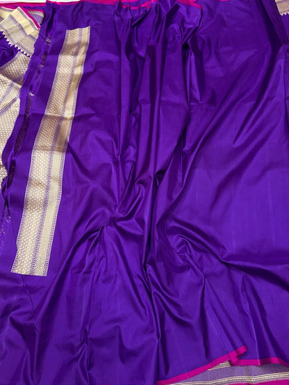 Purple Handwoven Pure Banarasi Silk Saree